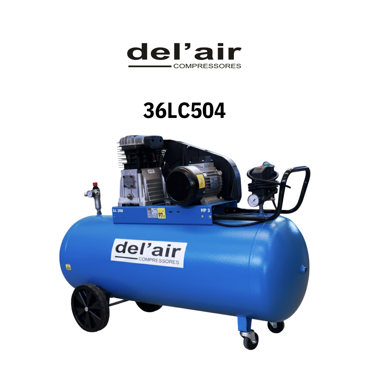 Compressor de transmissão por correias 200L