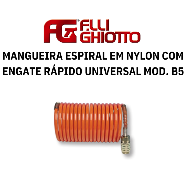 Mangueira Espiral em Nylon com Engate Rápido Universal Ghiotto Mod. B5