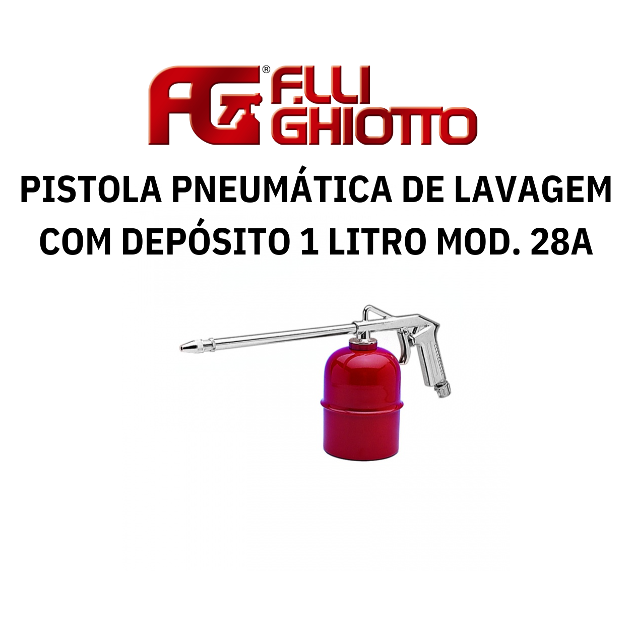 Pistola Pneumática para Lavagem e Pulverização com Depósito 1 Litro Ghiotto Mod. 28A
